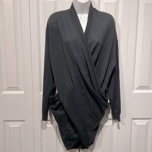Matthildur Charcoal Grey Royal‎ Alpaca Wrap Sweater Size M